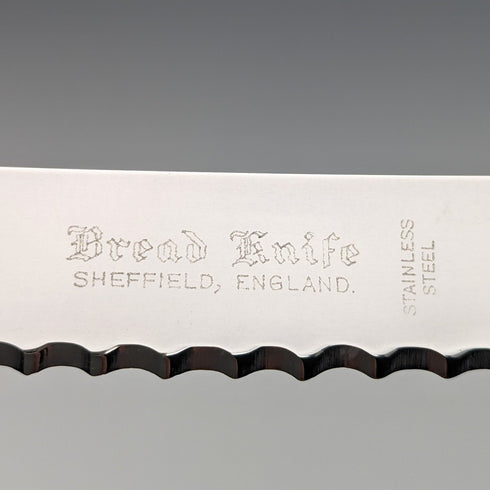 1969 British Vintage Sterling Silver Handle Bread Knife Harrison Brothers
