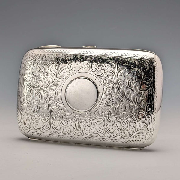 1902 British antique sterling silver cigar case 133g HD