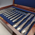 1871 British antique all-sterling silver fish cutlery set, 6 pairs, total weight 607g, Martin and Hall, wooden box