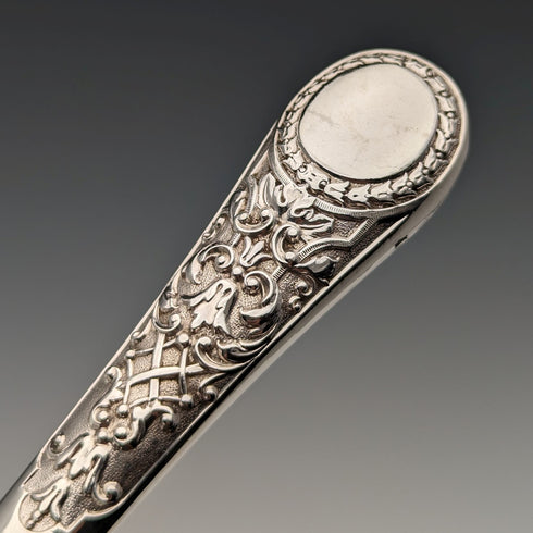 1871 British antique all-sterling silver fish cutlery set, 6 pairs, total weight 607g, Martin and Hall, wooden box