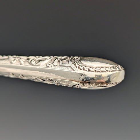 1871 British antique all-sterling silver fish cutlery set, 6 pairs, total weight 607g, Martin and Hall, wooden box