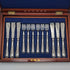 1871 British antique all-sterling silver fish cutlery set, 6 pairs, total weight 607g, Martin and Hall, wooden box
