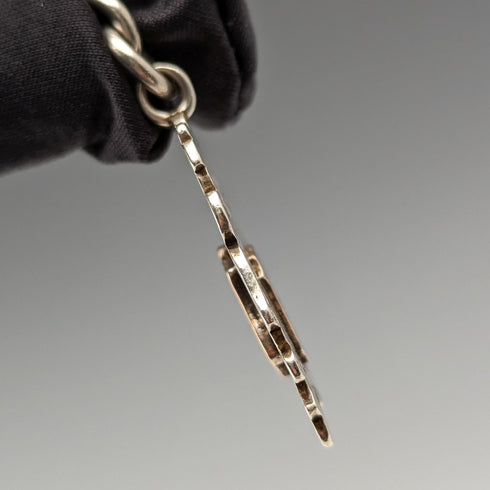 1906年 英国アンティーク 純銀製アルバートチェーン 極太85g エンブレムフォブ