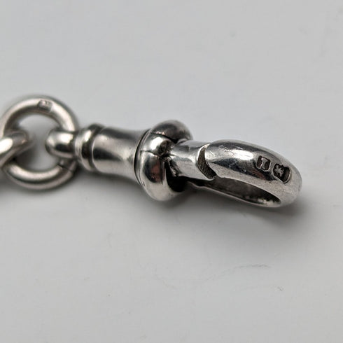 1910 British antique sterling silver Albert chain, extra thick 65g medal fob