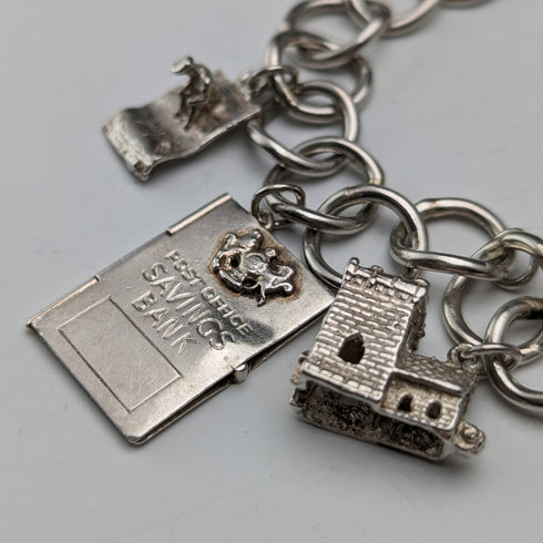 1965 英國復古純銀吊飾手鍊 48 克 Charles Horner