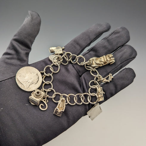 1965 英國復古純銀吊飾手鍊 48 克 Charles Horner