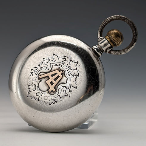 約 1905 年古董歐米茄懷錶銀邊直徑 59 毫米鐵路時鐘工作狀況良好