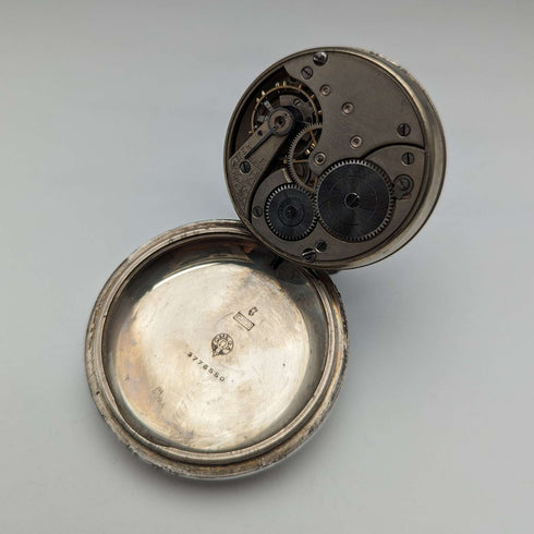 Circa 1905 Antique Omega Pocket Watch Silver Side Diameter 59mm Railroad Watch Good Working Condition