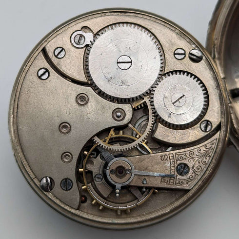 Circa 1905 Antique Omega Pocket Watch Silver Side Diameter 59mm Railroad Watch Good Working Condition