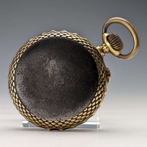 Circa 1890 Antique Pountet Chavet Pocket Watch with Gold Filling and Gunmetal Case in Good Working Condition