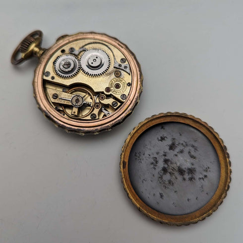 Circa 1890 Antique Pountet Chavet Pocket Watch with Gold Filling and Gunmetal Case in Good Working Condition