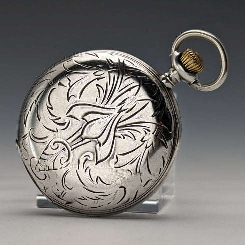 Circa 1910 Antique Omega Pocket Watch Silver Side Hunter Case Good Working Condition