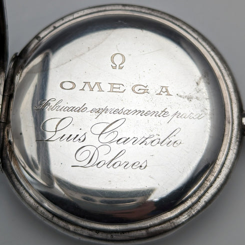 Circa 1910 Antique Omega Pocket Watch Silver Side Hunter Case Good Working Condition