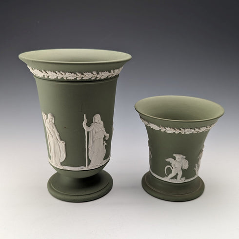 英国ヴィンテージ ウェッジウッド グリーンジャスパーウェア製 4点セット