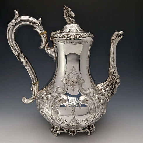 約 1845 年英國古董鍍銀咖啡壺 John Sherwood
