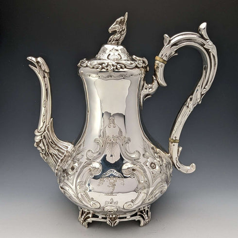 約 1845 年英國古董鍍銀咖啡壺 John Sherwood