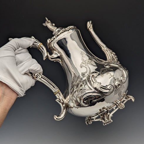 1845年頃 英国アンティーク シルバープレート製 コーヒーポットJohn Sherwood