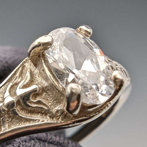 British vintage jewelry zirconia sterling silver ring