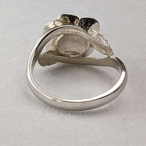 1976 British vintage jewelry rose engraved sterling silver ring