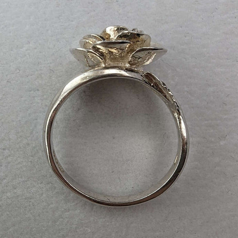 1976 British vintage jewelry rose engraved sterling silver ring