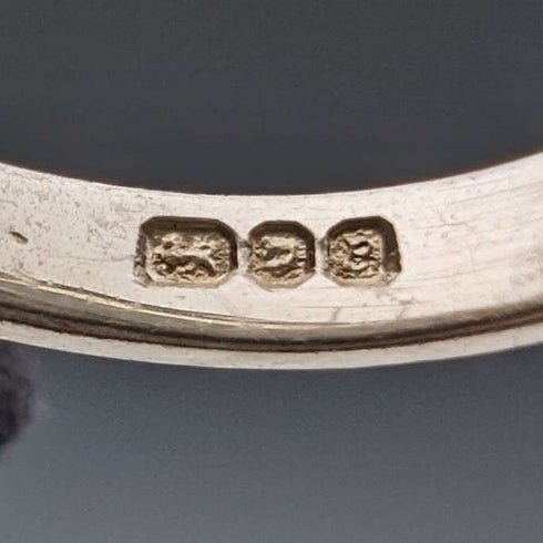 1976 British vintage jewelry rose engraved sterling silver ring