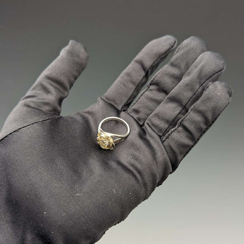1976 British vintage jewelry rose engraved sterling silver ring