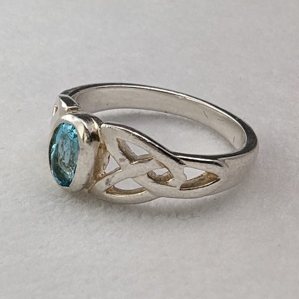 British vintage jewelry blue stone sterling silver ring