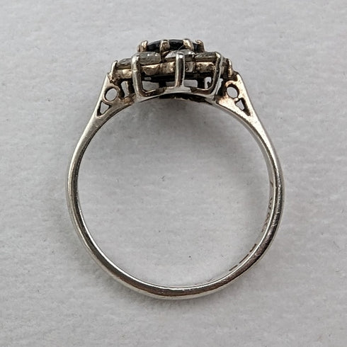 1985年 英国ヴィンテージ ジュエリー ブルー&ホワイトジルコニア 純銀リング 指輪