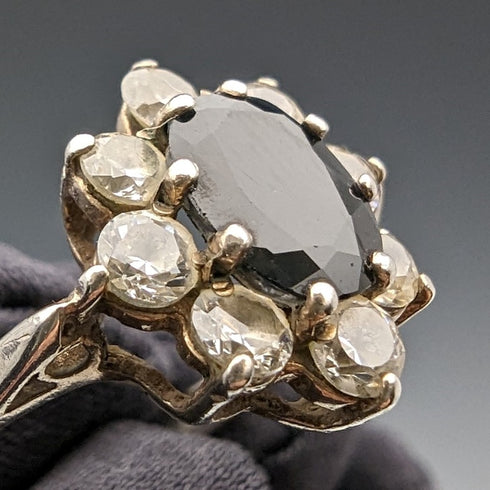 1985年 英国ヴィンテージ ジュエリー ブルー&ホワイトジルコニア 純銀リング 指輪