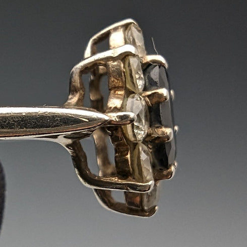 1985年 英国ヴィンテージ ジュエリー ブルー&ホワイトジルコニア 純銀リング 指輪