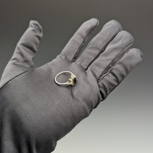 1985年 英国ヴィンテージ ジュエリー ブルー&ホワイトジルコニア 純銀リング 指輪