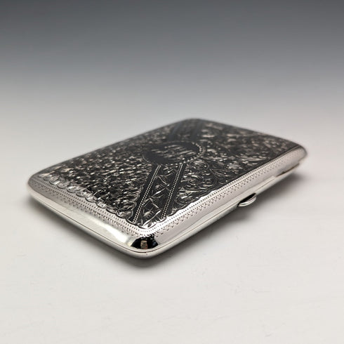 1895 British antique double door sterling silver card case 101g Joseph Gloster