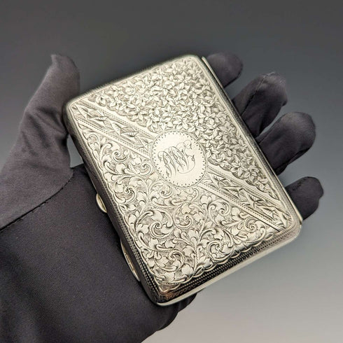 1895年 英国アンティーク 両開き型 純銀カードケース 101g Joseph Gloster