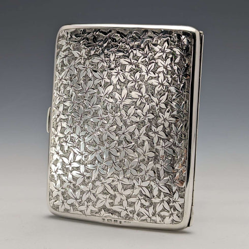 1906 British antique double door sterling silver card case, 108g, Deakin and Francis