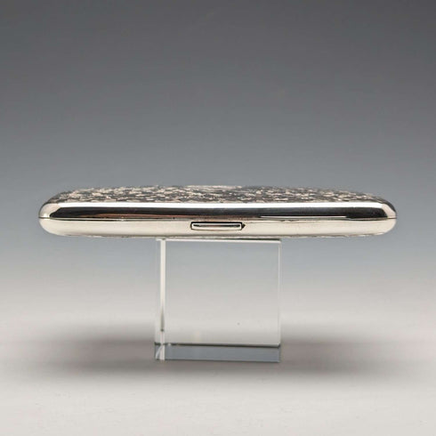 1906 British antique double door sterling silver card case, 108g, Deakin and Francis