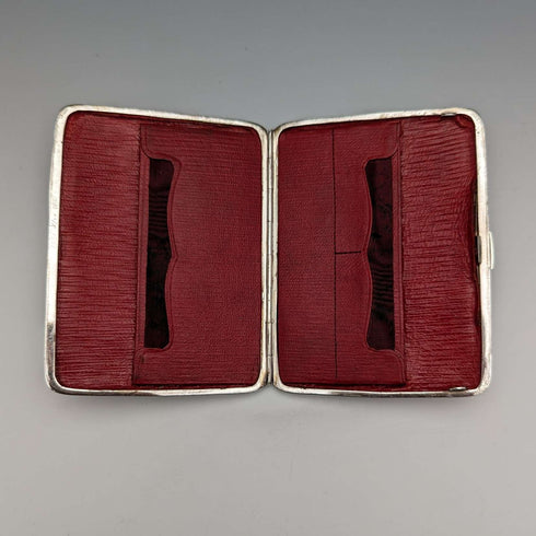 1906 British antique double door sterling silver card case, 108g, Deakin and Francis
