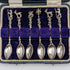 1920 Swiss Antique Figure Engraving 800 Silver Coffee Spoon Set of 6