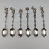 1920 Swiss Antique Figure Engraving 800 Silver Coffee Spoon Set of 6