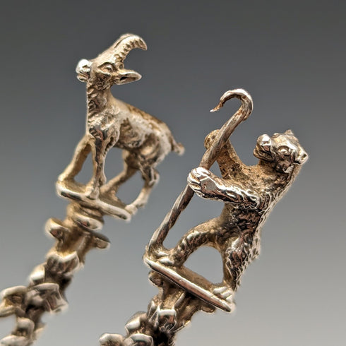 1920 Swiss Antique Figure Engraving 800 Silver Coffee Spoon Set of 6