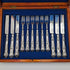 1842 British antique pure silver fruit cutlery set, 6 pairs, total weight 561g, William Sansom, wooden box
