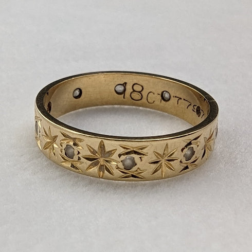 ヴィンテージ ジュエリー K18ゴールドリング チェイシングカット 2.5g (8-9号)指輪