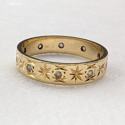 ヴィンテージ ジュエリー K18ゴールドリング チェイシングカット 2.5g (8-9号)指輪