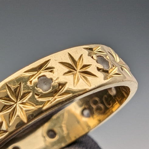 ヴィンテージ ジュエリー K18ゴールドリング チェイシングカット 2.5g (8-9号)指輪