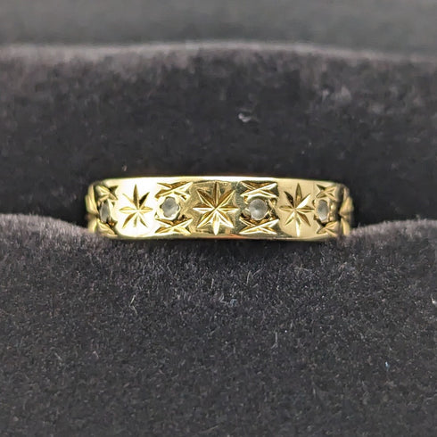 ヴィンテージ ジュエリー K18ゴールドリング チェイシングカット 2.5g (8-9号)指輪