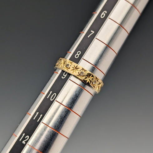 ヴィンテージ ジュエリー K18ゴールドリング チェイシングカット 2.5g (8-9号)指輪