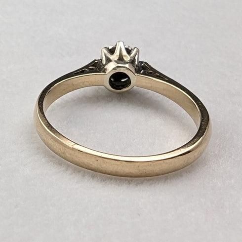 1980年 英国ヴィンテージ ジュエリー 9ctゴールド&ダイヤモンドリング(12号) 指輪 RandD