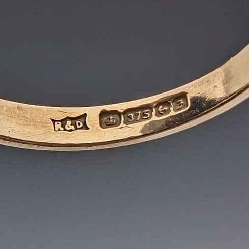 1980 英國復古珠寶 9 克拉黃金和鑽石戒指(12 號)戒指 RandD