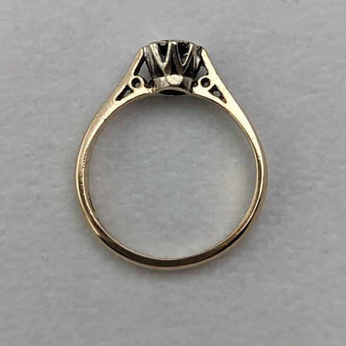 1980年 英国ヴィンテージ ジュエリー 9ctゴールド&ダイヤモンドリング(12号) 指輪 RandD