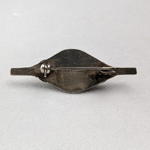 Vintage 835 Silver Green Stone Brooch