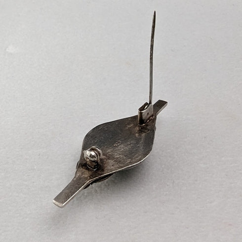 Vintage 835 Silver Green Stone Brooch